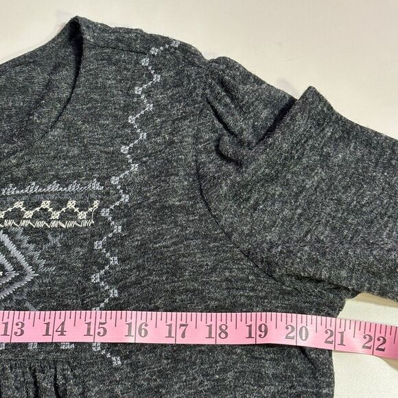 Monoreno Gray Embroidered Boho Sweater Dress Women Size Medium Pullover Tunic - Picture 5 of 13